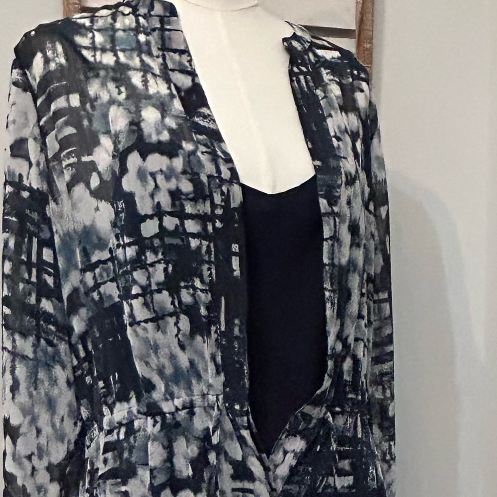 Banana Republic Dress Shear Overlay w/Slip Cinch Tie Waist Hidden Pockets Medium - Picture 2 of 15